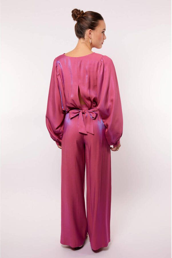 FLURESK wide leg high waist broek roze - Foto 2