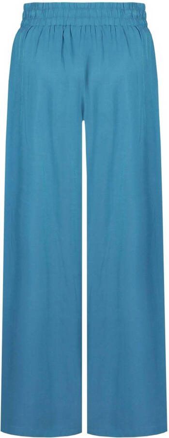 FLURESK wide leg high waist casual broek blauw