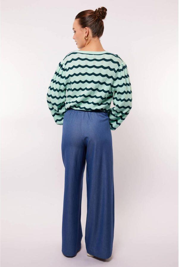 FLURESK wide leg high waist casual broek donkerblauw - Foto 2