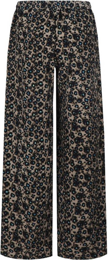 FLURESK wide leg regular waist broek met panterprint bruin - Foto 2