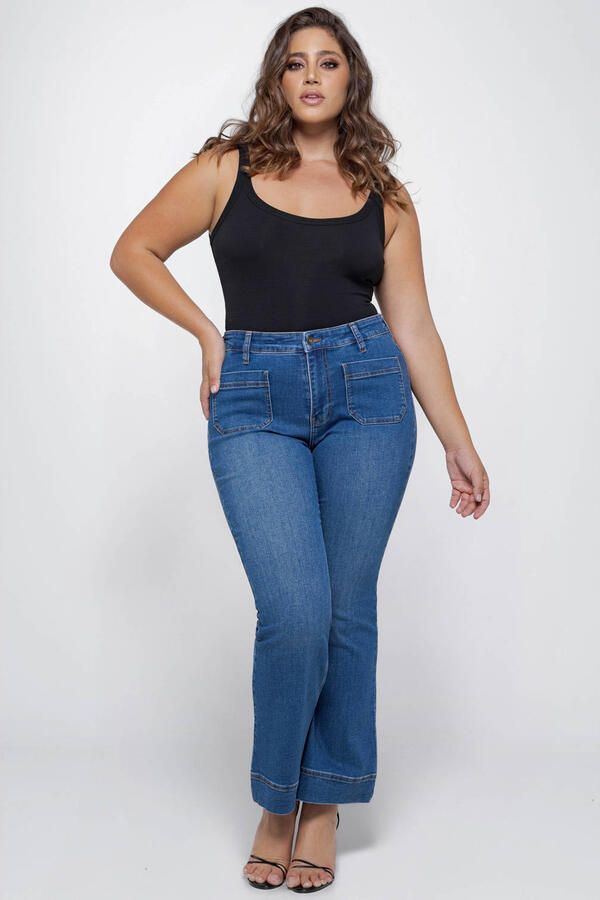 Fox Factor BOBI Monroe Blue high waist bootcut jeans medium blue denim