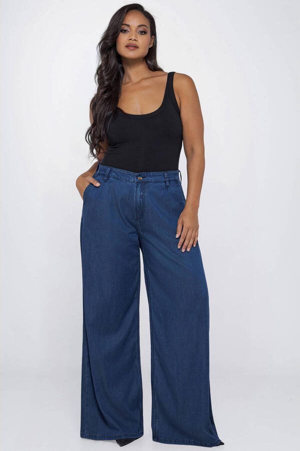 Fox Factor DAKOTA Grace Blue high waist wide leg jeans dark blue denim - Foto 2