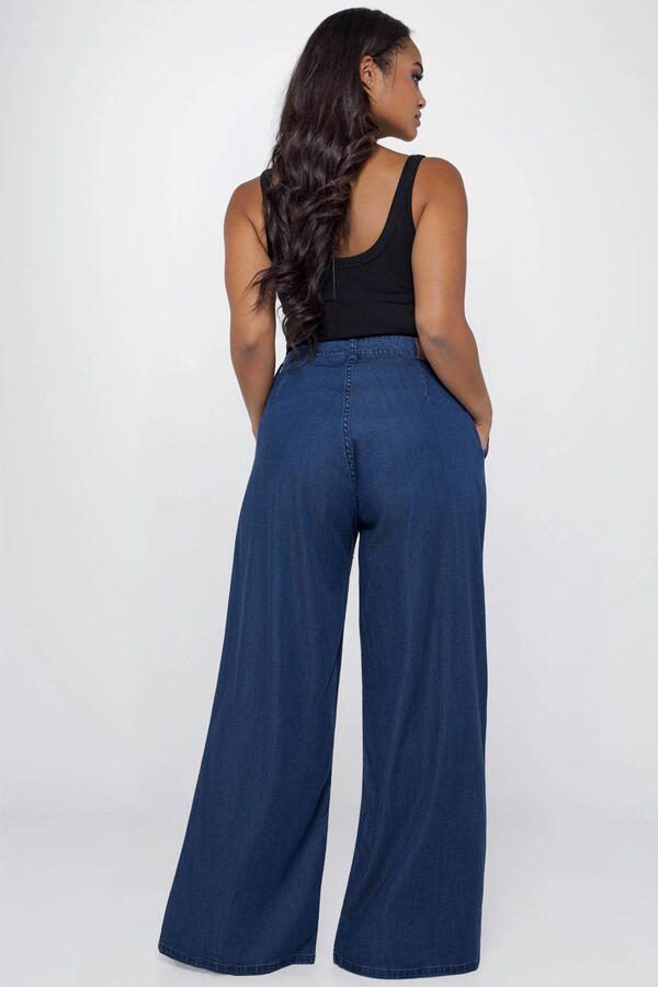 Fox Factor DAKOTA Grace Blue high waist wide leg jeans dark blue denim - Foto 3