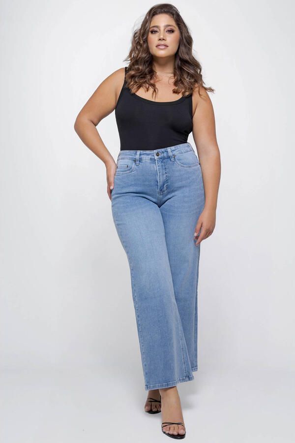 Fox Factor DIXI Ruby Blue high waist straight leg jeans light blue denim