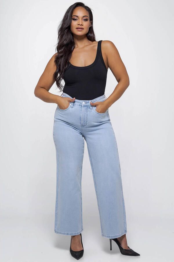 Fox Factor DIXI Vintage Blue high waist straight leg jeans light blue denim