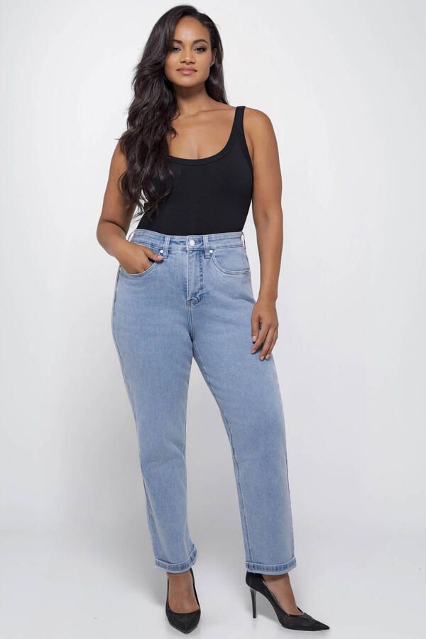 Fox Factor GIGI L.A. Blue high waist straight leg jeans light blue denim