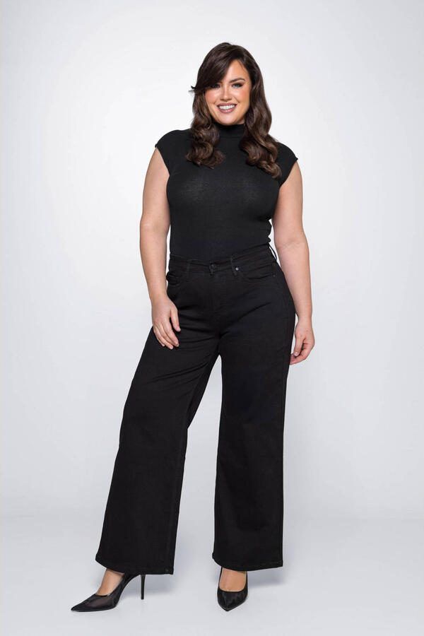 Fox Factor high waist wide leg jeans DIXI black denim