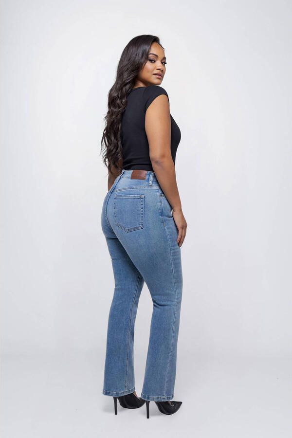 Fox Factor high waist bootcut jeans medium blue denim - Foto 3