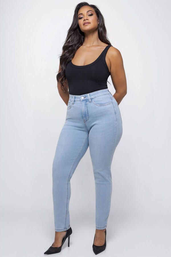 Fox Factor high waist skinny jeans light blue denim