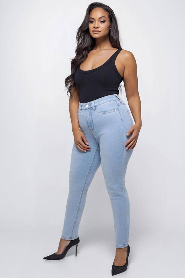 Fox Factor high waist skinny jeans light blue denim - Foto 3