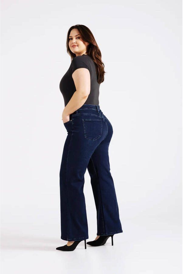 Fox Factor high waist wide leg jeans dark blue denim