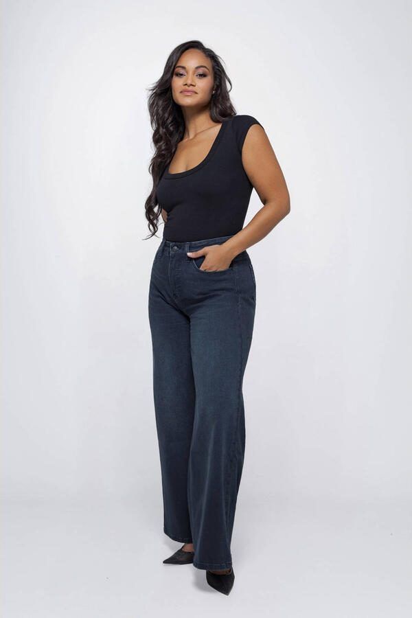 Fox Factor high waist wide leg jeans dark blue denim - Foto 3