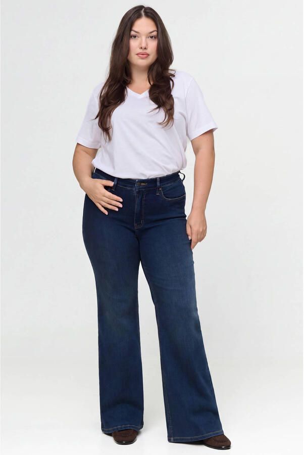 Fox Factor Plus Size flared jeans donkerblauw