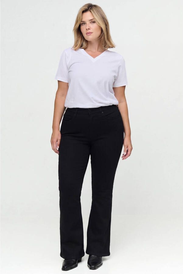Fox Factor Plus Size flared jeans zwart
