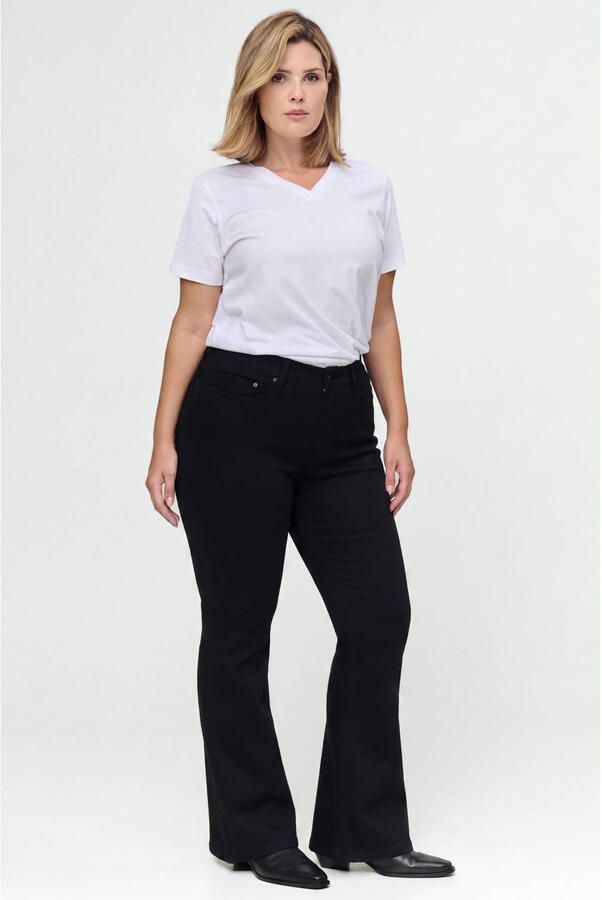 Fox Factor Plus Size flared jeans zwart - Foto 2
