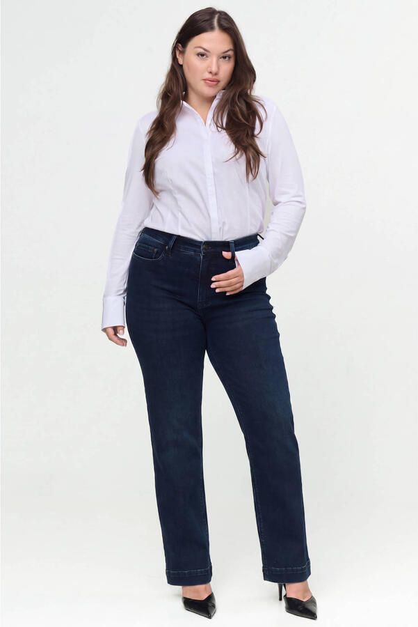 Fox Factor Plus Size high waist straight leg jeans donkerblauw