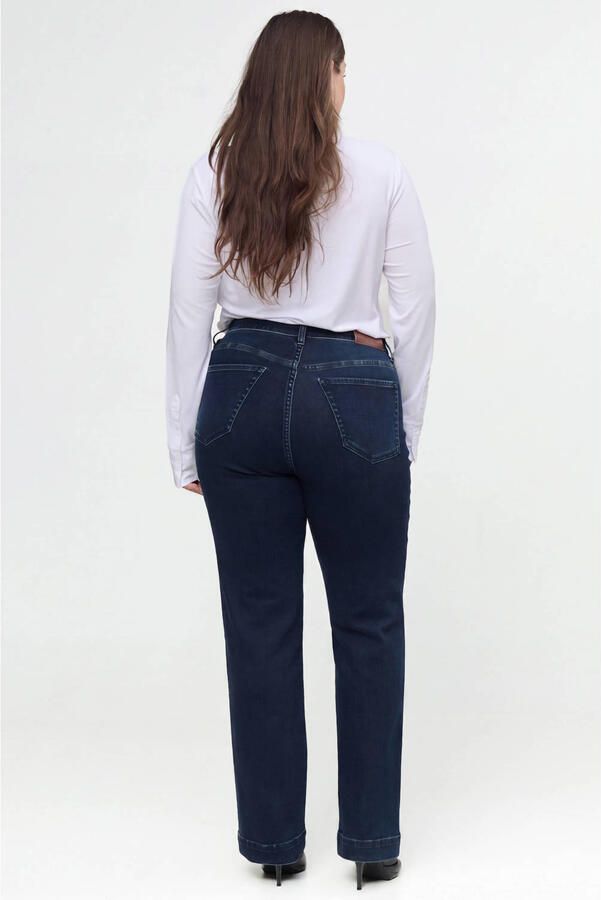 Fox Factor Plus Size high waist straight leg jeans donkerblauw - Foto 3