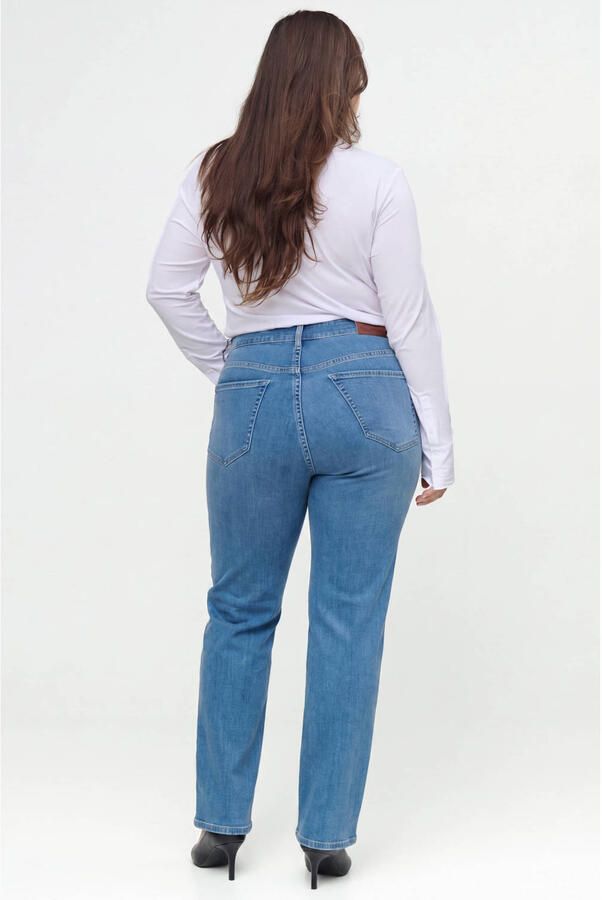 Fox Factor Plus Size high waist straight leg jeans mediumblauw - Foto 2