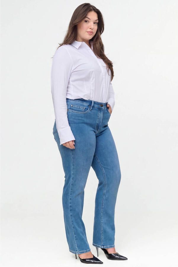 Fox Factor Plus Size high waist straight leg jeans mediumblauw - Foto 3