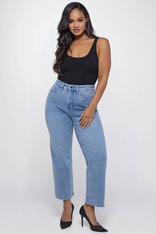 Fox Factor RIO Ruby Blue high waist cropped jeans light blue denim