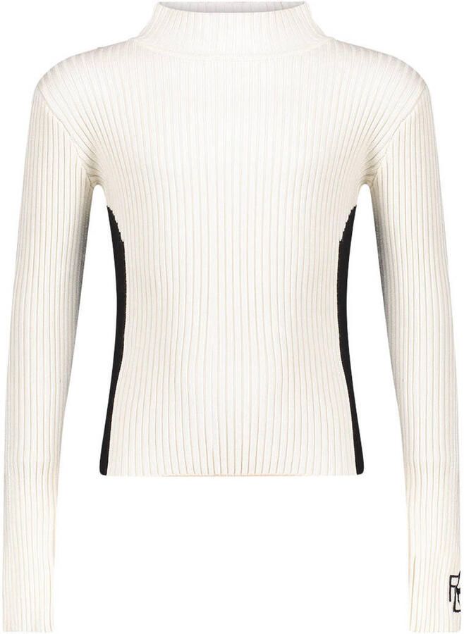 Frankie&Liberty aansluitende gebreide longsleeve crème Ecru Meisjes Viscose Opstaande kraag