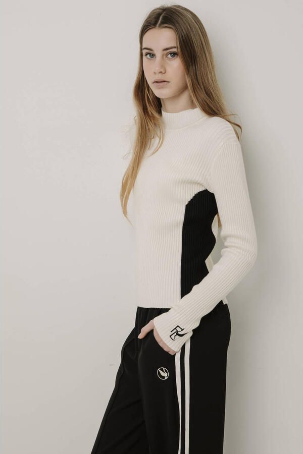 Frankie&Liberty aansluitende gebreide longsleeve crème Ecru Meisjes Viscose Opstaande kraag - Foto 3