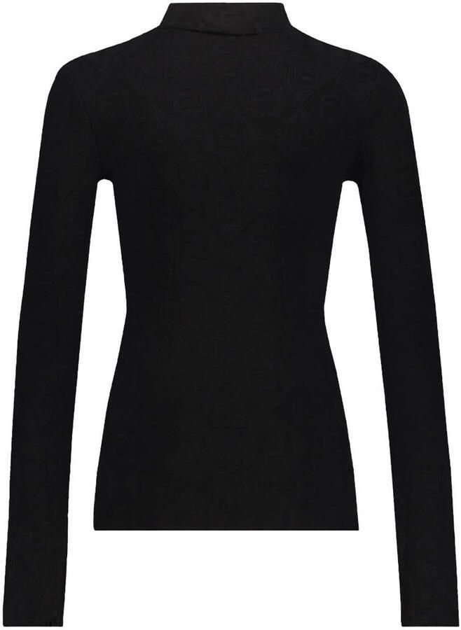 Frankie&Liberty aansluitende longsleeve zwart Meisjes Viscose Opstaande kraag
