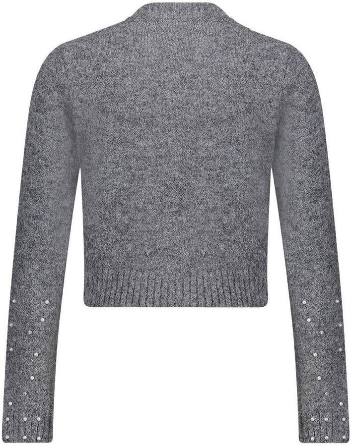 Frankie&Liberty boxy gebreid vest met parels en wol grijs Meisjes Polyester Ronde hals - Foto 2