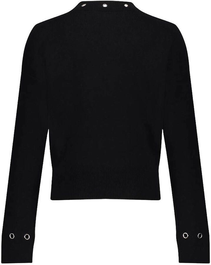 Frankie&Liberty boxy gebreide trui met cut-out zwart Meisjes Viscose Ronde hals - Foto 2