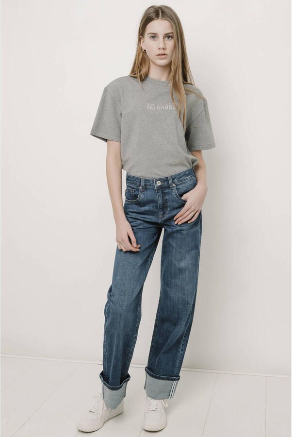 Frankie&Liberty boxy T-shirt met backprint grijs Meisjes Viscose Ronde hals