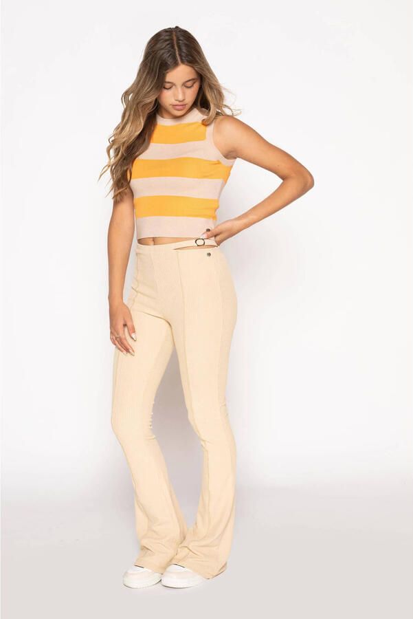 Frankie&Liberty flared broek Hetty ecru Meisjes Polyester Effen 164