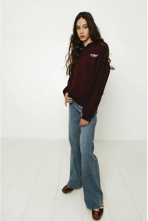 Frankie&Liberty hoodie met backprint donkerrood