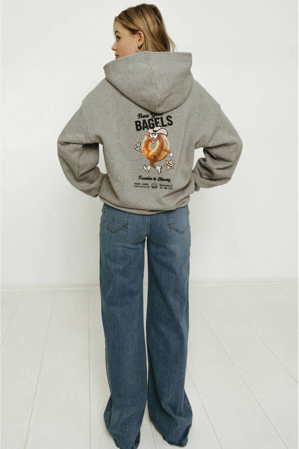 Frankie&Liberty hoodie met backprint grijs melange - Foto 2