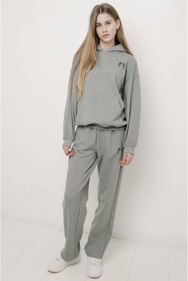 Frankie&Liberty regular waist relaxed fit joggingbroek grijs Meisjes Polyester