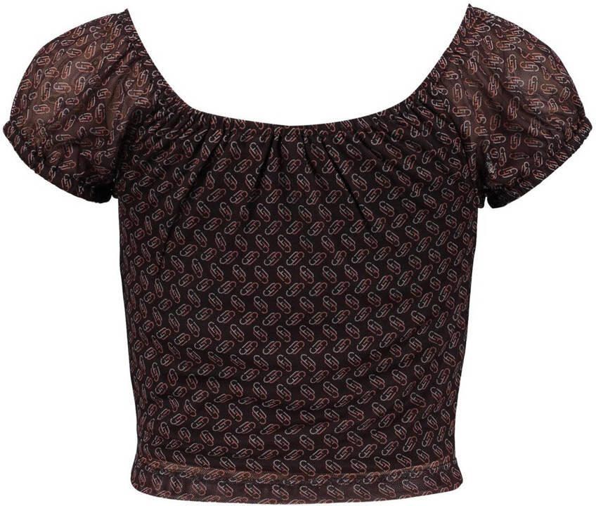 Frankie&Liberty top Hilde met all over print multi Meisjes Polyester Ronde hals 140 - Foto 2
