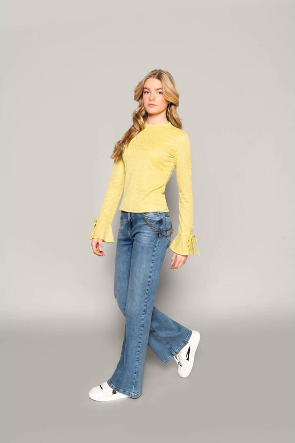 Frankie&Liberty top Karry met textuur geel Meisjes Polyester Ronde hals 164 - Foto 2