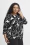Fransa Plus Size Selection blousetop FPDOT met all over print zwart wit - Thumbnail 1