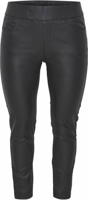 Fransa Plus Size Selection coated cropped skinny legging zwart