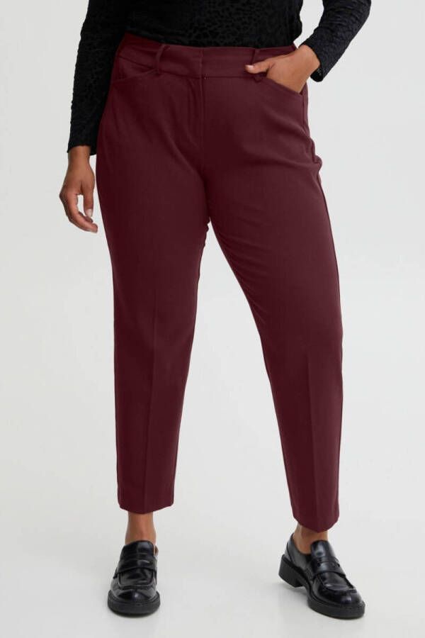 Fransa Plus Size Selection cropped slim fit pantalon FPNOLA donkerrood