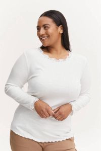 Fransa Plus Size Selection top met kant wit