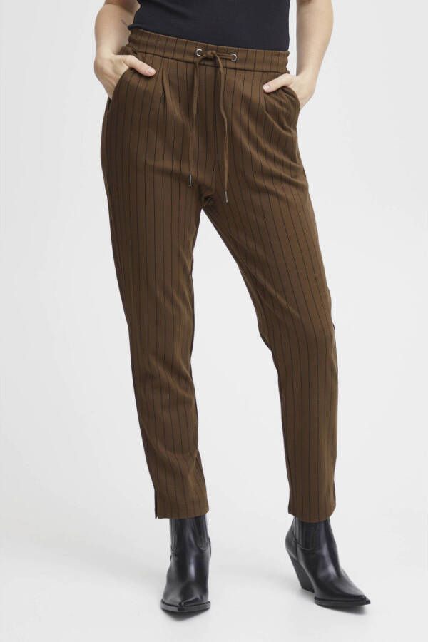 Fransa regular fit pantalon FRBLENDA met krijtstreep bruin