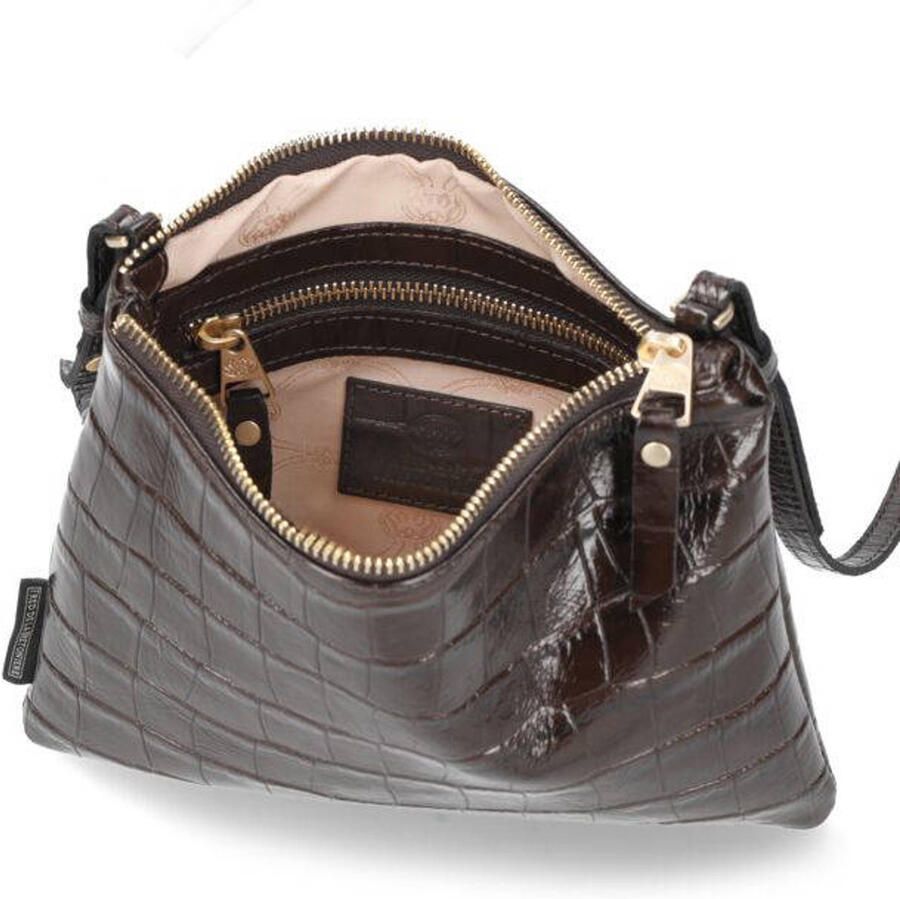 Fred de la Bretoniere leren crossbody tas Bregje Croco donkerbruin - Foto 2