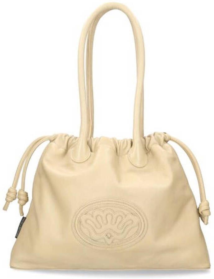 Fred de la Bretoniere leren schoudertas Frida beige