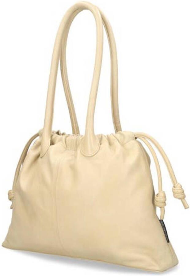 Fred de la Bretoniere leren schoudertas Frida beige - Foto 2