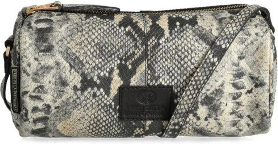 Fred de la Bretoniere leren schoudertas Livia zwart beige