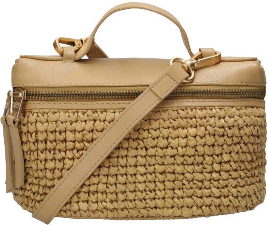 Fred de la Bretoniere raffia crossbody tas Lori naturel