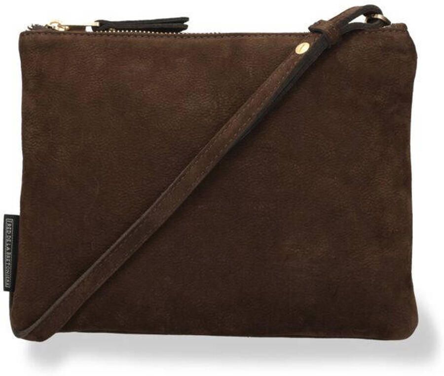 Fred de la Bretoniere suede crossbody tas Bregje donkerbruin