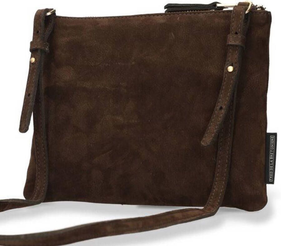 Fred de la Bretoniere suede crossbody tas Bregje donkerbruin - Foto 2