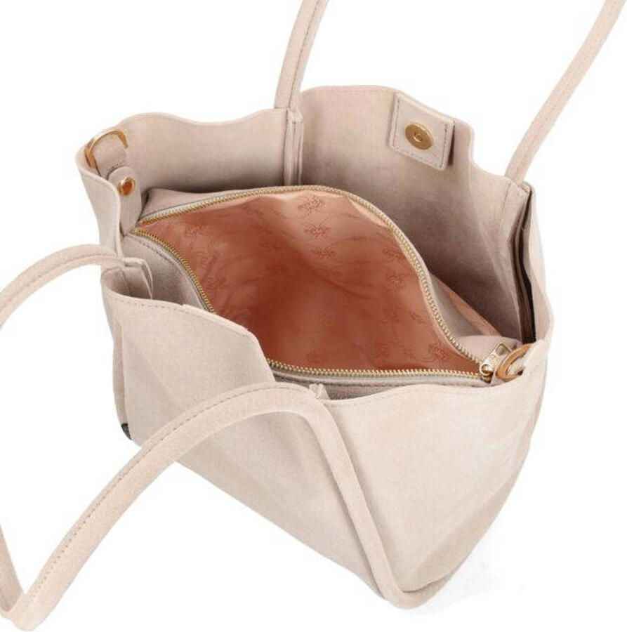 Fred de la Bretoniere suede schoudertas Nalani beige - Foto 2