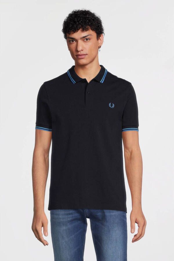 Fred Perry regular fit polo met logo donkerblauw lichtblauw